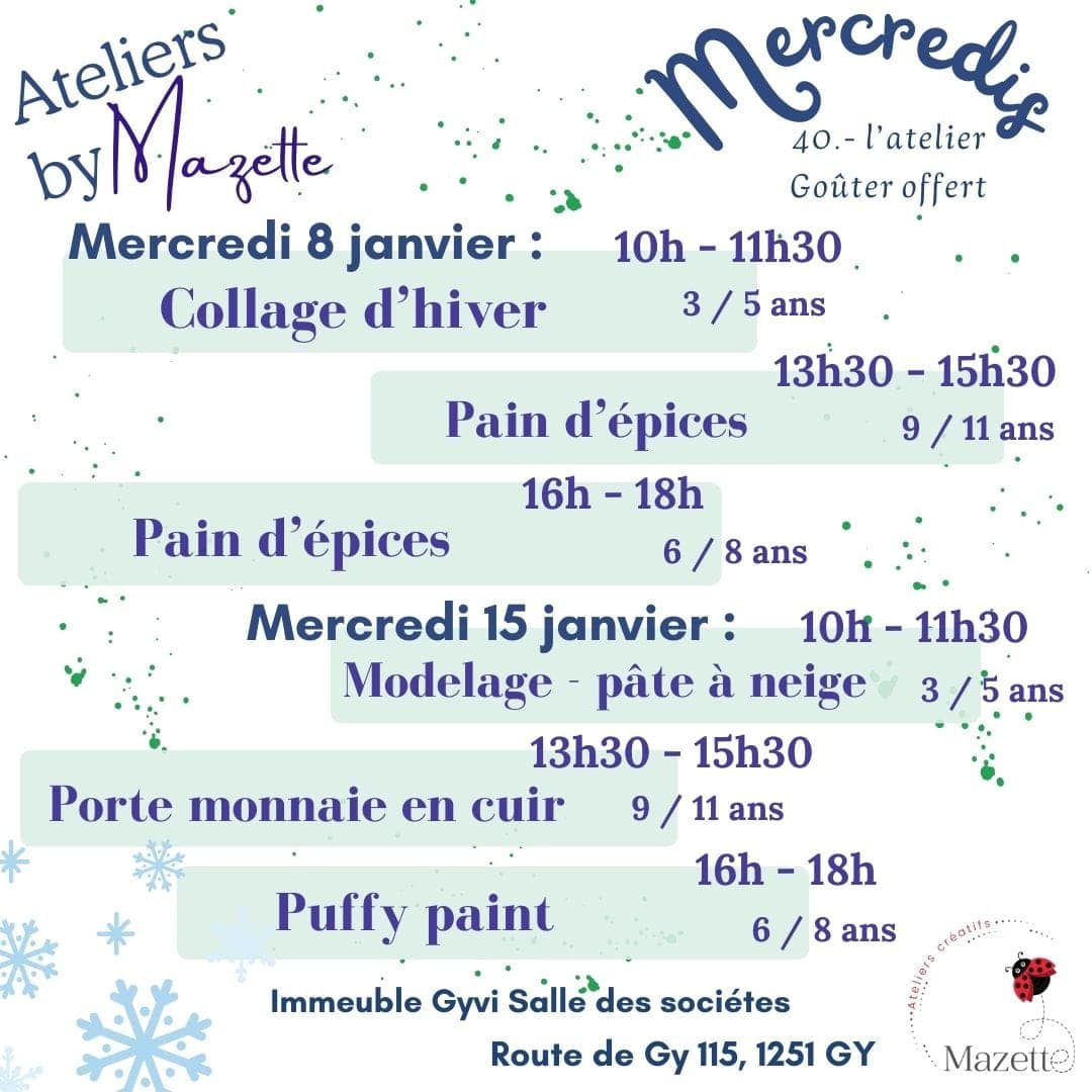 Ateliers by Mazette – Janvier 2025