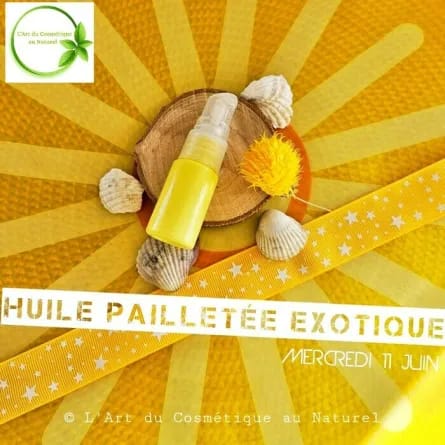 Atelier cosmĂ©tique enfants â Fabrication Huile pailletĂ©e exotique