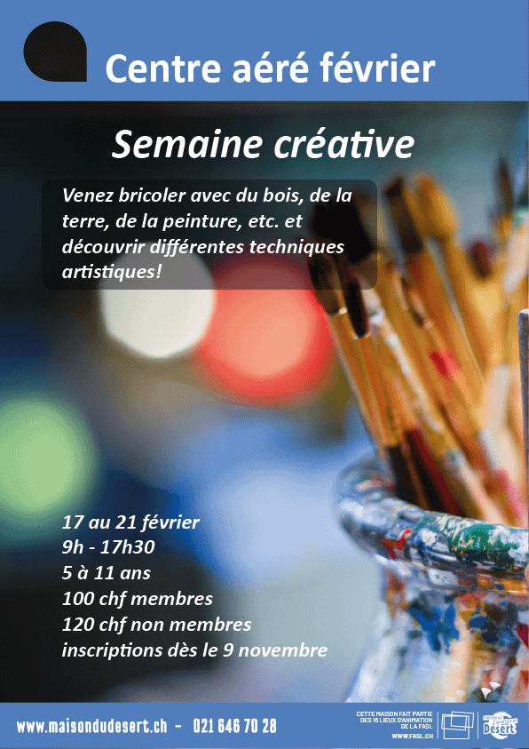 Maison de Quartier du Désert – Centre aéré février: Semaine créative