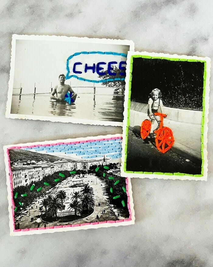 Atelier de broderie sur photographies anciennes