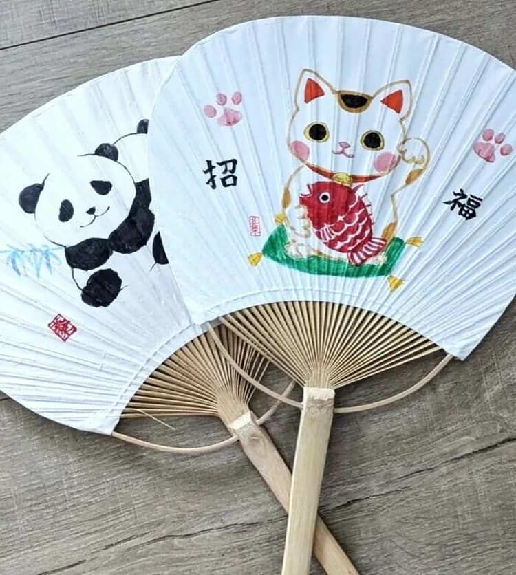 Baur en famille – Peinture d'éventail