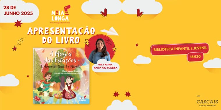 Apresentação do livro «A Magia das Estações – O Amor de Gaviel e Mirela», de Matia Vaz Oliveira com ilustrações de Camilla Galindo