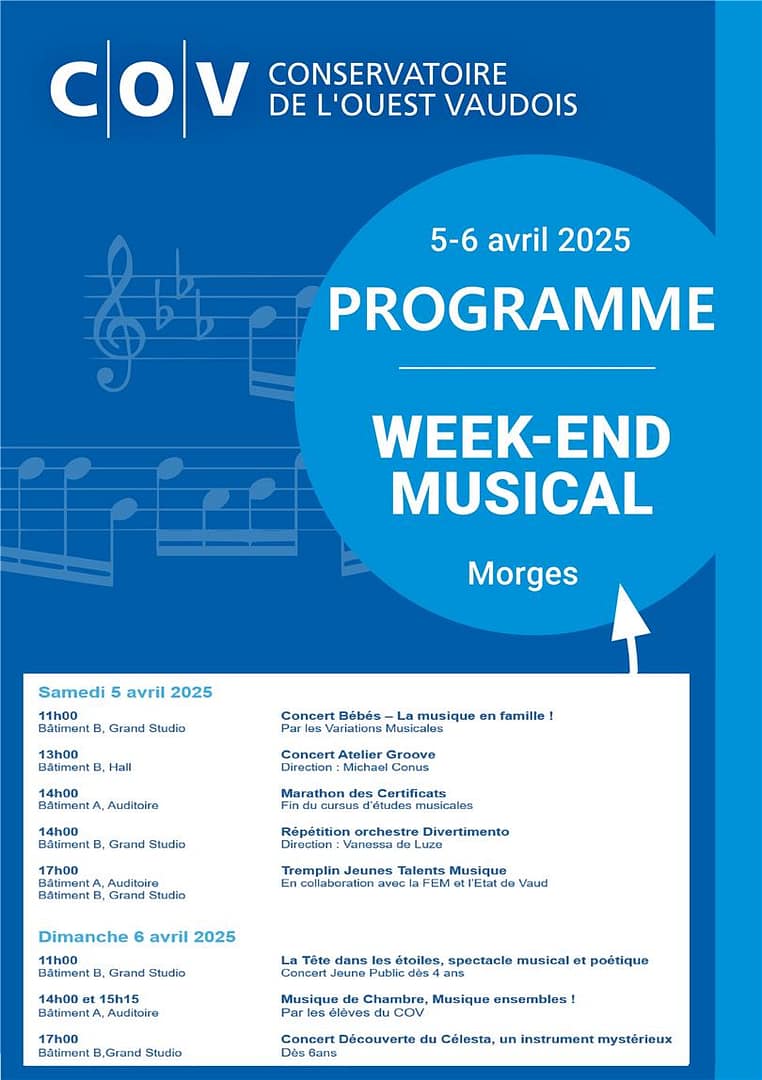 Conservatoire de l'Ouest Vaudois – Week-end musical