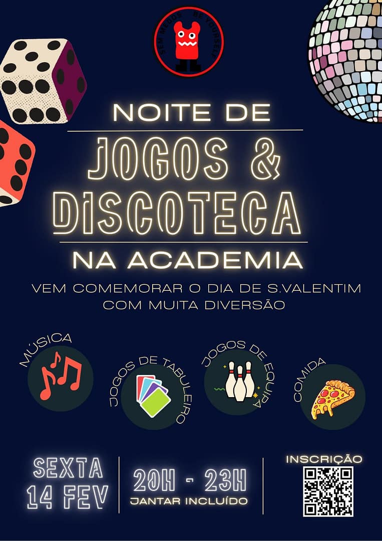 Noite de jogos & discoteca na Academia
