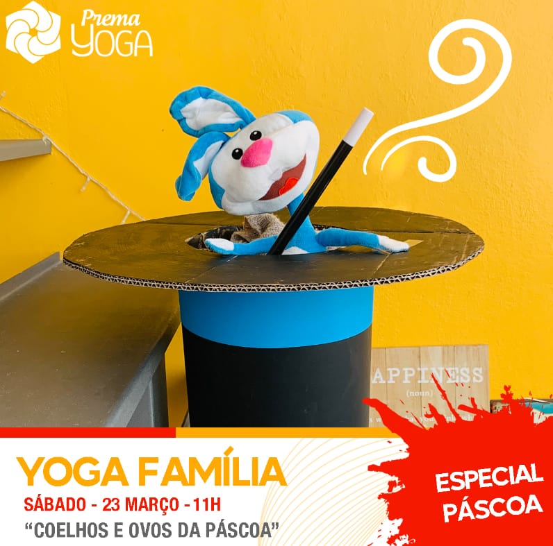 Yoga FamĂlia Especial PĂĄscoa â Coelhos e ovos da PĂĄscoa