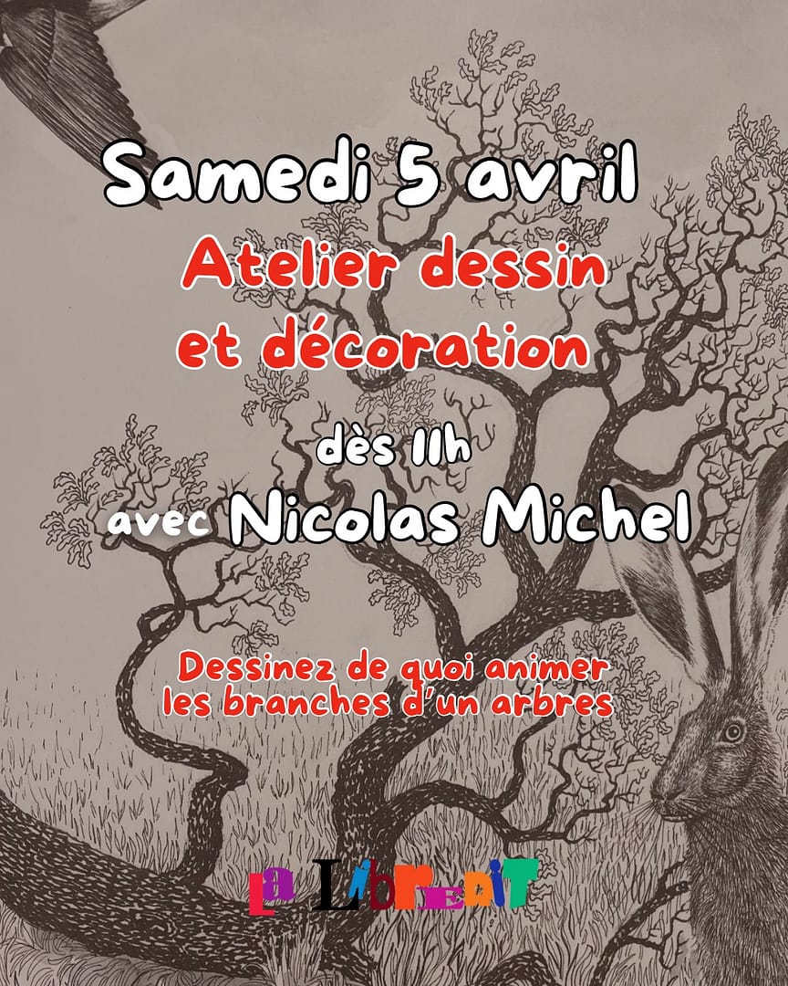 Atelier décoration d'un arbre puis dédicace avec Nicolas Michel