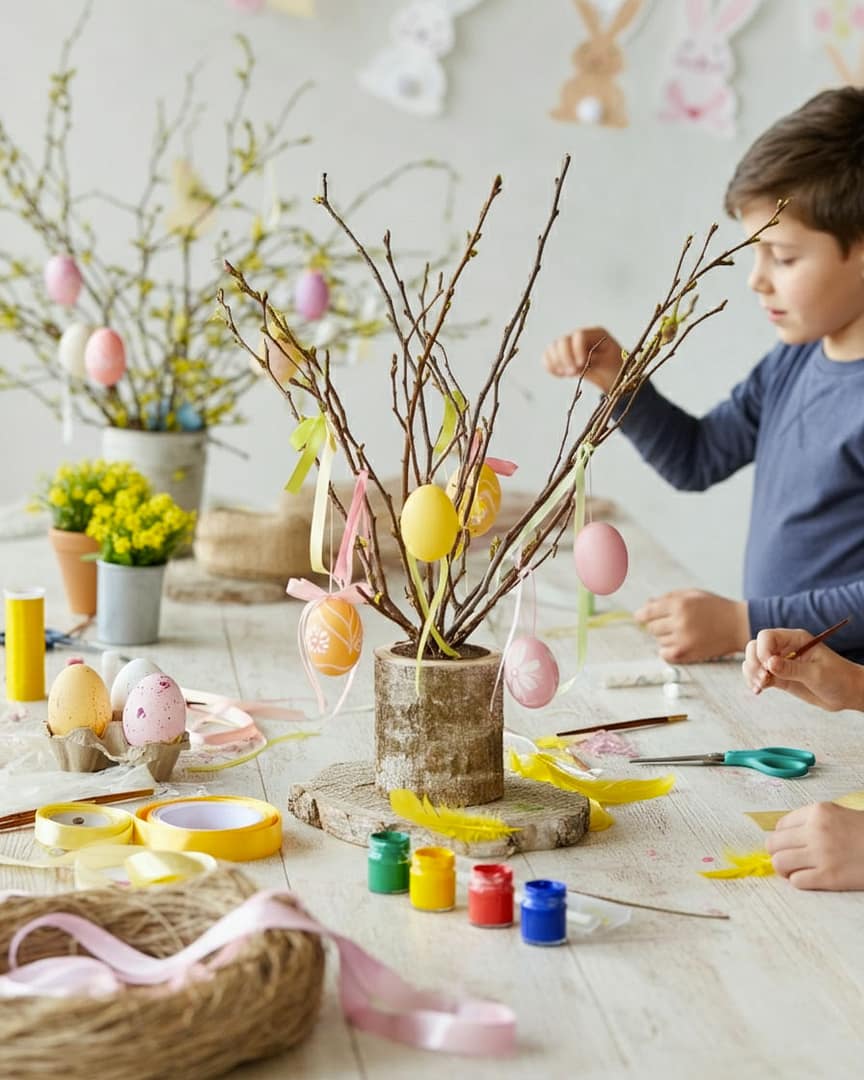 Atelier enfant confection d'un Arbre de PĂąques