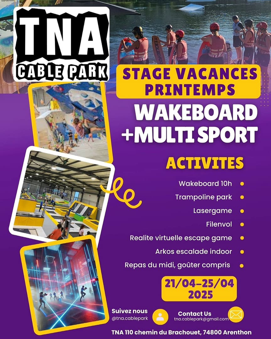 TNA Cable Park – Stage Vacances Printemps 2025